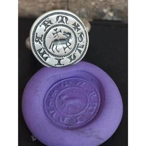 Men's Artisan Stamp Viking Runes Wolf Sword Norse Sterling Silver Signet Ring